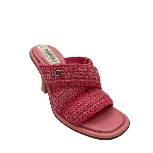 Coach Quintin Pink Crochet Slip On Heeled Sandals Women's Size 8.5